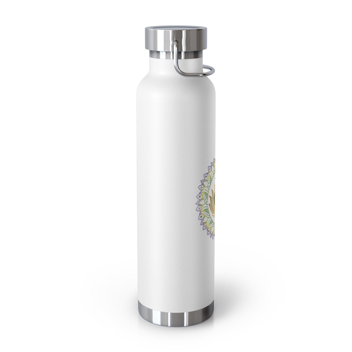 22oz Copper Vacuum Water Bottle — Healing Mandala Chakra Design